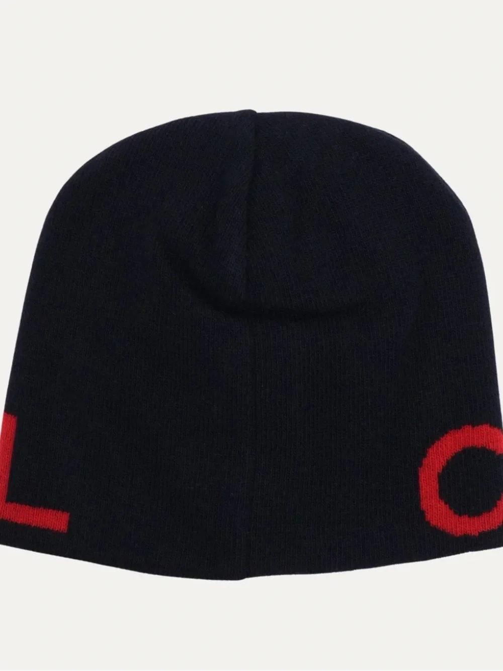 CHANEL Black and Red CC Logo Knit Hat